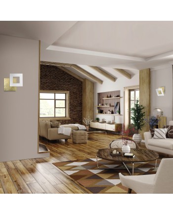 DALIA * APLIQUE CUADRADO 40W - ORO + BLANCO